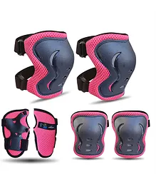 JASPO Secure Hybrid Knee Elbow & Wrist Guard Combo for Skating Cycling Skateboarding Roller Skating Inline Skate Running Breathable & Washable Fabric Pink