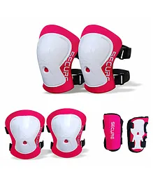 JASPO Secure Hybrid Knee Elbow & Wrist Guard Combo for Skating Cycling Skateboarding Roller Skating Inline Skate Running Breathable & Washable Fabric Pink