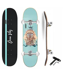 Jaspo Ocean 7 Layer Wooden Canadian Maple Professional Grade Concave Skateboard Made in India Ocean - Blue
