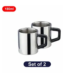 Falcon Steel Wakeup Bakelite Mug  Set Of 2  Silver - 180 ml