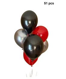 Balloon Junction Metallic Balloons Pack of 51 - Red Black & Silver