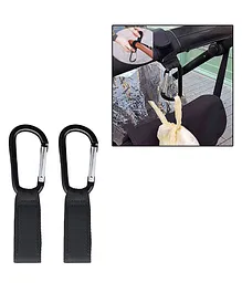 Safe-O-Kid Metal Non-Slip Buggy Clips & Universal Stroller Hook For Bag Holder Pack of 2 - Black