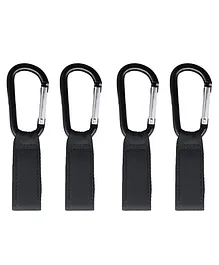 Safe-O-Kid Metal Non-Slip Buggy Clips & Universal Stroller Hook For Bag Holder Pack of 4 - Black