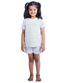 Frangipani Kids Half Sleeves Star Gaze Print Night Suit - White Black