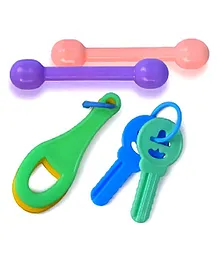 Fingo BRAIN 3 in 1 BPA Free Silicone Non Toxic Water Filled Teether Keys Teething Toys - Multicolor