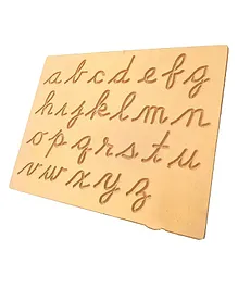 Fingo Tracing Board Cursive Small Letter A To Z Wooden- Brown
