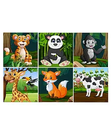 Fiddlys Wood Jigsaw Puzzles For Kids And Children Wild And Pet Animals Pack Of 6 - 54 Pieces