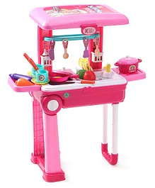 House of kids Kitchen Accessories With Trolley Suitcase Kitchen Set - Pink