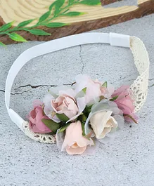Asthetika Rose Patched Headband - Pink & White
