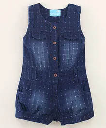 CHICKLETS Sleeveless Polka Dot Designed Jumpsuit - Blue