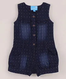 CHICKLETS Sleeveless Polka Dot Designed Jumpsuit - Blue