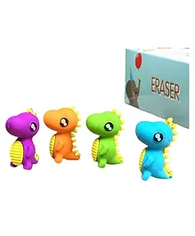 Crackles Dino Dragon Colorful Erasers Party Favors Games Prizes Pack Of 10 (Color May Vary)