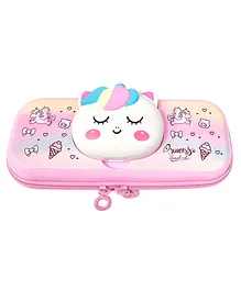 Crackles 3D Unicorn Printed School Pencil Box  - (Color & Print May Vary)