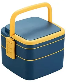 Crackles Modern Design Square Shape Double Layer Lunch Box With 1 Spoon (Color May Vary)