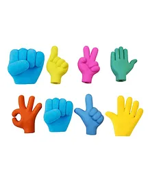 Crackles Hand Shape Gestures Erasers Multicolour -  Pack Of 4