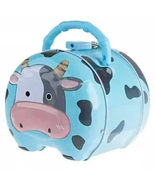 Crackles Cow Shape Piggy Bank With Lock And Key For Kids Room Decoration Birthday Return Gifting (Color & Print May Vary)