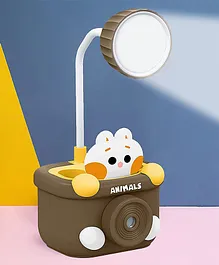 Crackles Cute Animal Table Lamp Rechargeable Desk Lamp with Pen Holder & Sharpener Study Desk Light for Study Room Home  Office ( Color & Print May Vary)