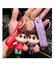 Eitheo Shinchin Cute Cartoon Figure Silicone 3D Keychain - Multicolor(Design May Vary)