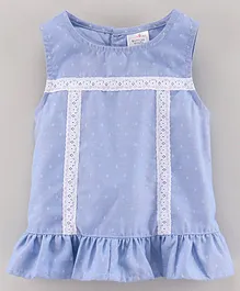 Button Noses Sleeveless Top Lace Detailing - Dark Blue