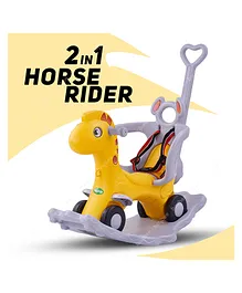 Baybee 2 in 1 Rocker Horse With Ride On Push Car - Yellow
