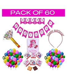 Expelite Unicorn theme Birthday Chocolates and Decoration Kit Combo For Girls- Pack of 60