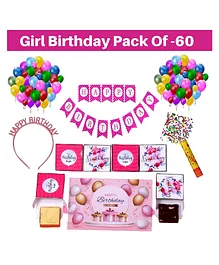 Expelite Pink theme Birthday Chocolates and Decoration Kit  Hamper For Girls- Pack of 60
