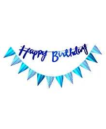 Funcart  Happy Birthday Blue Banner With Buntings Flags For Birthday Decoration & Party Decoration Blue - Length 150 cm