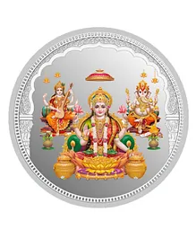 Silverium 99% BIS Hallmarked Laxmiji Ganeshji Saraswatiji Silver Coin - Silver