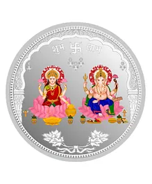 Silverium 99% BIS Hallmarked Laxmiji Ganeshji Silver Coin - Silver