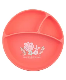 Stephen Joseph Silicone Baby Sectioned Plate  Flower Print - Coral