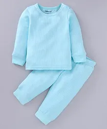 Babyoye Full Sleeves Cotton Blend Thermal Inner Wear Set Solid Color - Sky Blue
