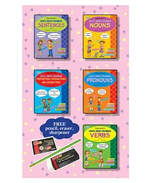 Grammar Books Set of 5 Books, Nouns, Sentences, Prepositions ,Interjections & Conjunctions,  Pronouns and Verbs - English