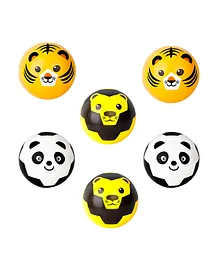 Fiddlerz Mini Balls Sports Animal Printed Fun Indoor Outdoor Practice Crazy Bouncy Balls Training Pack of 6 - Multicolour