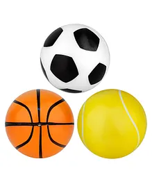 Fiddlerz Mini Balls Sports Basketball Baseball Indoor Outdoor Practice Bouncy Training Soft Balls Pack of 3 - Multicolor