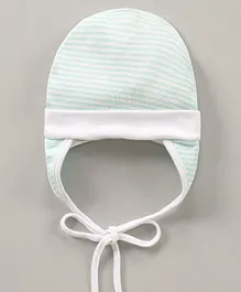Ben Benny Cotton Caps With Ear Tie Knot Stripes Print White- Diameter 10.5 cm