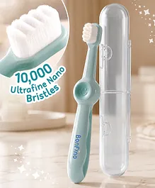 Bonfino Nano Bristles Toothbrush Free Size - Green| Feather Soft Bristles| Easy Grip Anti-slip Handle| for 6+ months Boys & Girls| Ideal Brush Head Size