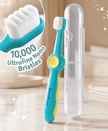 Bonfino Nano Bristles Toothbrush Free Size - Blue| Feather Soft Bristles| Easy Grip Anti-slip Handle| for 6+ months Boys & Girls| Ideal Brush Head Size