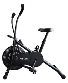 Reach Air Bike Exercise Cycle With Moving Handles & Adjustable Cushioned Seat - Black