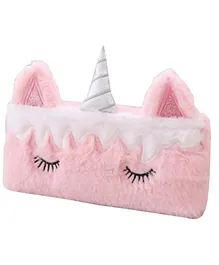 BeeWee Unicorn Fur Faux Pencil Pouch Stationery Organiser - Pink