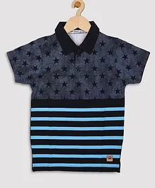 Nins Moda Half Sleeves Stars & Stripes Polo Tee - Navy Blue