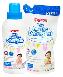 Pigeons Baby Laundry Detergent Liquid Pack Of 2 - 600 & 500 ml