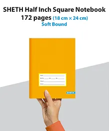 SHETH 1/2 inch Medium Square Ruled A5 Size 18 cm X 24 cm 172 Pages Notebooks Pack of 12 - English