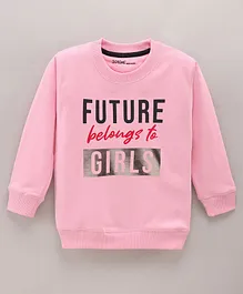 Doreme Full Sleeves Top Text Print - Pink