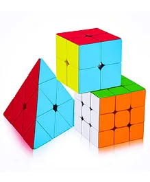 New Pinch High-Speed Smooth Stickerless Rubik Cubes Pack of 3 - Multicolour