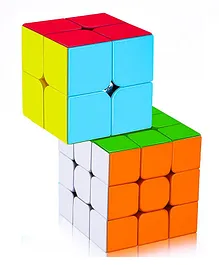 New Pinch Combo Set of 2x2 3x3 High-Speed Stickerless Magic Cube Puzzle - Multicolor