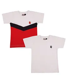 Actuel Pack Of 2 Half Sleeves Solid And Colorblocked T Shirt - White