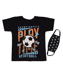 Actuel Half Sleeves Football Placement Printed Tee With Mask - Navy Blue