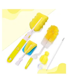 Bembika Baby Bottle Brush Baby Feeding Bottle Cleaner Brush 5 Piece - Yellow
