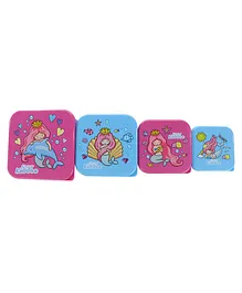 Smily Kiddos 4 in 1 Lunch Box Mermaid Themed Set Of 4 - Multicolor