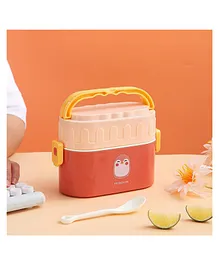 SANISHTH Oval Double-Deck Portable Lunch Box with Handle & Spoon (Color as per availability)